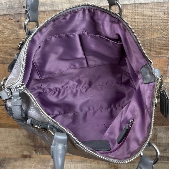 Coach Madison Dotted Op Art Sophia Satchel Bag Purse Signature C Silver 15935 - Picture 10 of 15